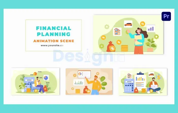 Financial Planning Flat Design Character Animation Scene